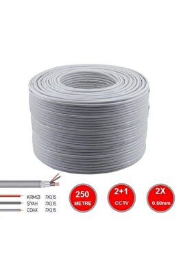 250 Metre 2+1 0,50mm 1. Sınıf A Kalite Cctv Kamera Kablosu ürün fotoğrafı