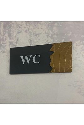 Dekoratif Aynalı Kapı Tabelası Pleksi- Wc Tabelası Gold ürün fotoğrafı