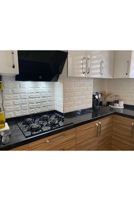 70x54cm(0,38M2) Tezgah Arası Kendinden Yapışkanlı Duvar Kağıdı Esnek Köpük Paneli 3d Boyutlu Beyaz ürün fotoğrafı