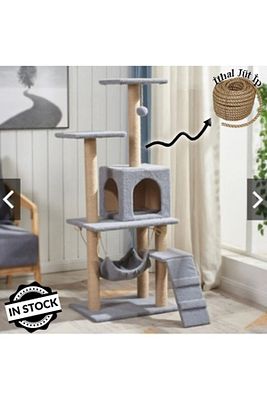Hamaklı Yuvalı Lüx Kedi Evi - Kedi Tırmalama Evi ürün fotoğrafı