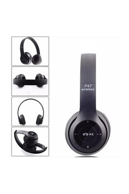 P47 Extra Bass Wireless Bluetooth Kulaklık 5.0+edr Fm Radyo Siyah ürün fotoğrafı