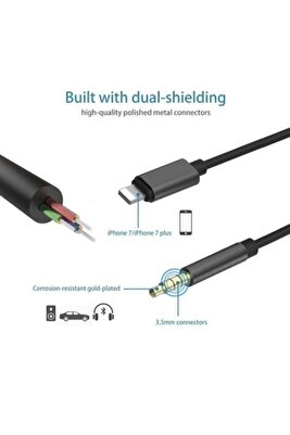 Lightning To Aux Kulaklık Çevirici 3.5 Mm Jack Girişli Iphone 3.5Mm Araç Aux Dönüştürücü Ses Kablosu ürün fotoğrafı