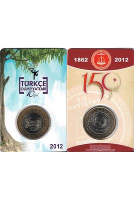 2012 Yılı Sayıştay'ın 150. Yılı VE 2012 Yılı Türkçe Olimpiyatları 1 Lira Hatıra Para Kitinde ÇİL ürün fotoğrafı