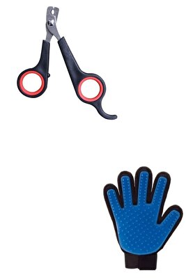 2'li Set Kedi Köpek Tırnak Makası Kedi Köpek Tüy Toplama Eldiveni ürün fotoğrafı