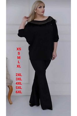 Ispanyol Paça Büyük Beden Dalgıç Kumaş Tayt Yüksek Bel Pantolon Büyük Beden 2xl 3xl 4xl ürün fotoğrafı