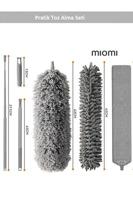 Teleskopik Mikrofiber Pratik Uzayabilen Toz Alma Fırçası Aparatı Set ürün fotoğrafı