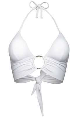 Beyaz Halka Aksesuarlı Çift Kat Özel Koleksiyon Tulumlu Şık Bikini Üstü ürün fotoğrafı