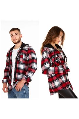 Kapüşonlu Fermuarlı Unisex Kırmızı Battal Oduncu Gömleği ürün fotoğrafı