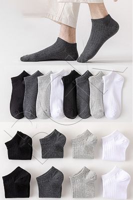 Unisex 8 Çift Pamuklu Basic Derbili Çorap ürün fotoğrafı