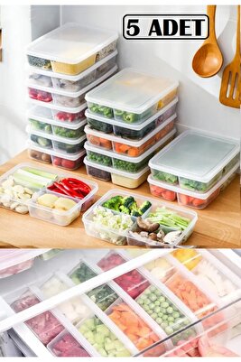 Large 5 Adet Buzdolabı Saklama Kabı 4 Bölmeli Dondurulmuş Öğünlük Mısır Bezelye Et Kutusu ürün fotoğrafı