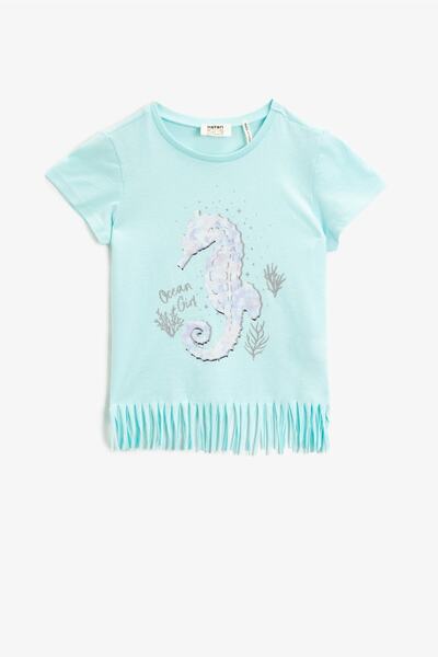 Girl's Water Green T-Shirt