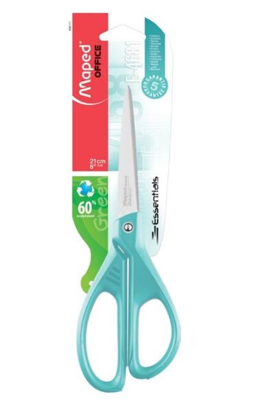 Essentials Green Asymmetric Scissors Blue 21cm Blister 1 Piece3154144681117