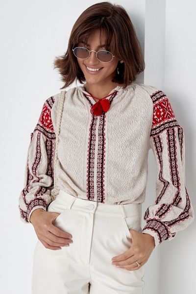 Women's V-Neck New Season Knitted Tasseled Cotton Blouse