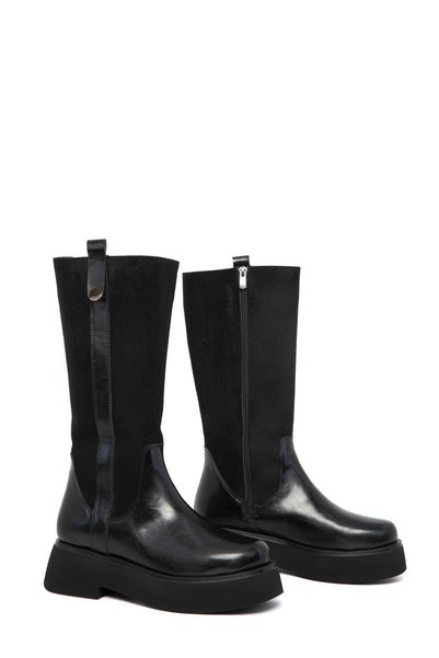 Black-Black Suede Women's Boots 20854