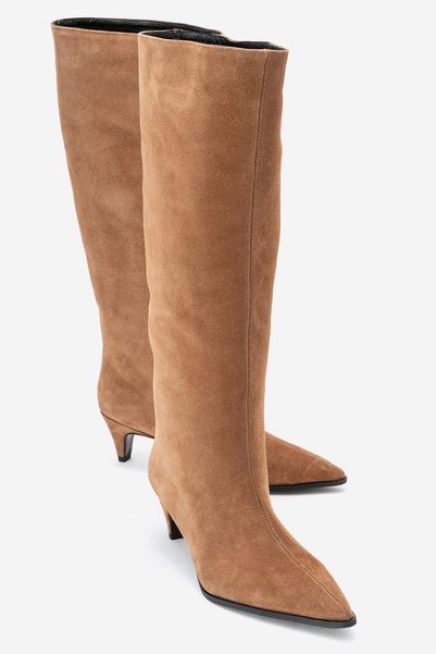 Siora Earth Suede Genuine Leather Women's Short Heeled Boots