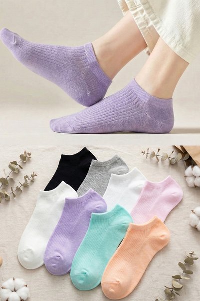 Unisex 8 Pairs Colorful Soft Striped Socks