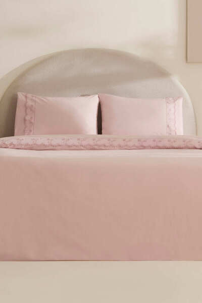 Delvyn 100% Cotton Double Duvet Cover Set Powder