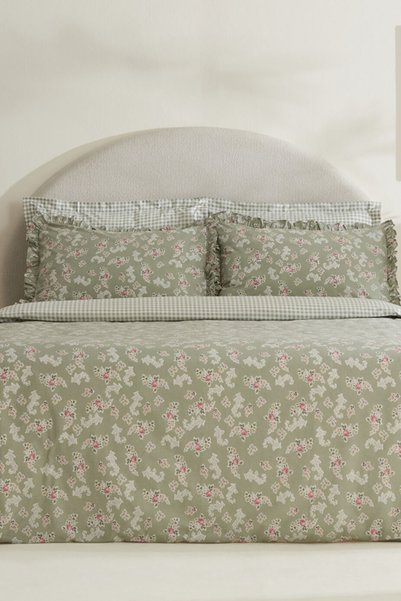 Carlo %100 Cotton Double Duvet Cover Set Sage