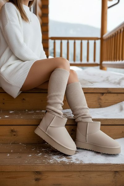Beige Suede Women's Boots & Booties 19761