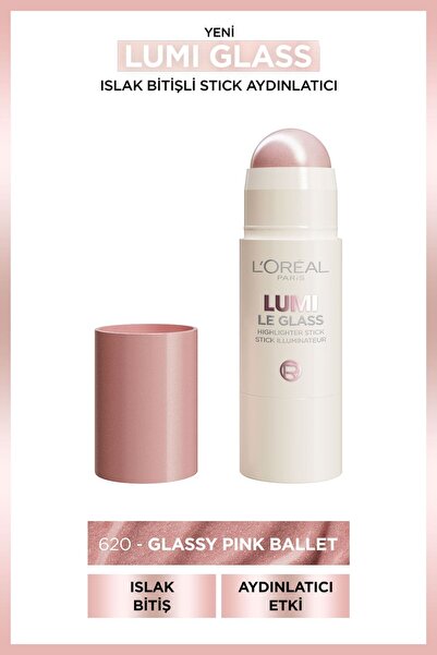 L'Oréal Paris Lumi Glass стик хајлајтер со влажен финиш - 620 Glassy Pink Ballet