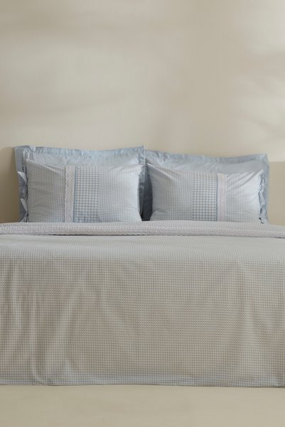Luisa 100% Cotton Double Duvet Cover Set Blue