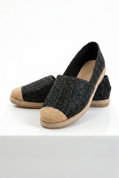 Black Straw Women's Ballerinas 21338