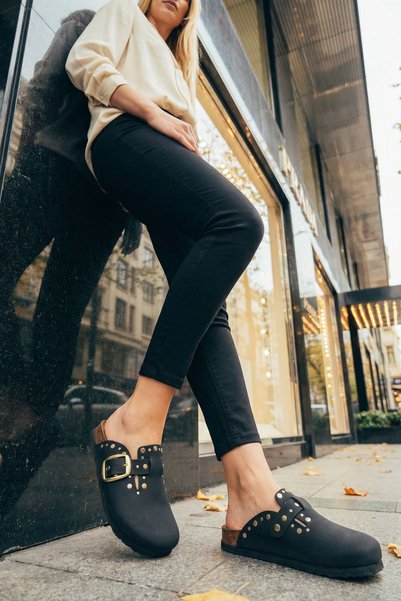 Black Women's Slippers 20898