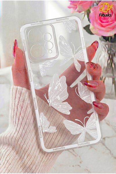 Redmi Note 12 Case Designed Patterned Camera Protected Transparent Butterfly Flexible Soft Silicone Cover