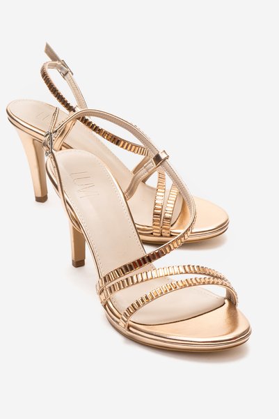 NUEVO Rose Leather Embellished Women's High-Heeled Evening Shoes