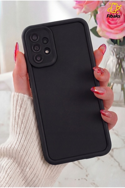Galaxy A23 Case Camera Protected Soft Textured Shock Absorbing Black Silicone Cover