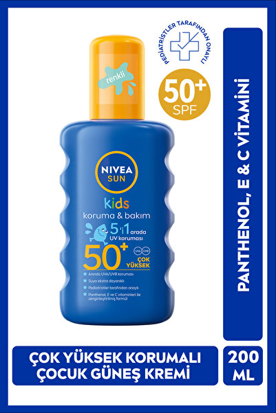 SUN SPF50+ спреј за тело со висока заштита од сонце за деца 200ml, водоотпорен, витамин E&C