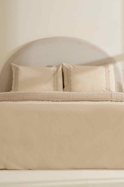 Nuvia Laced Double Duvet Cover Set Beige