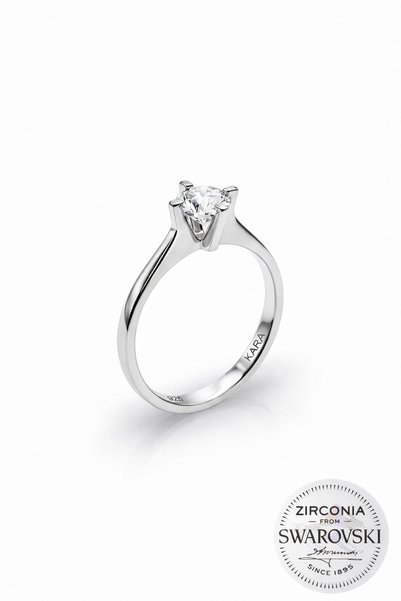 925 Sterling Silver Ring First Quality Zircon Stone Diamond Setting Classic Solitaire Women's Ring - White a