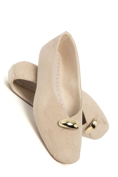 Beige Suede Women's Ballerinas 20840