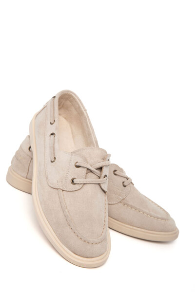 Beige Suede Women's Loafer Shoes 21347