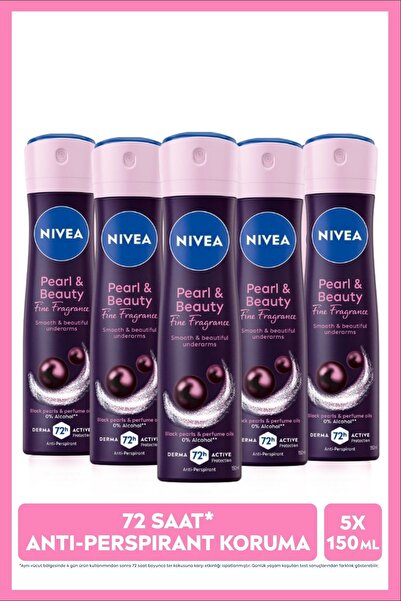 Женски дезодоранс во спреј Pearl&Beauty Fine Fragrance 150ml, 72 часа заштита од потење, без алкохол, X5 парчиња