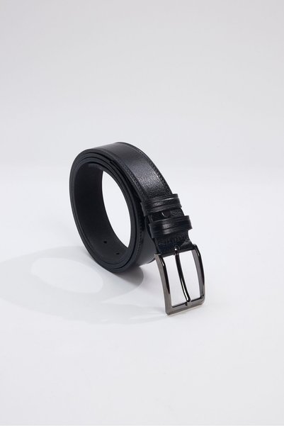 Men's 100% Genuine Leather 3.5 cm Classic Black Belt