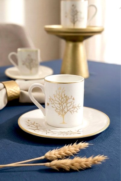 12 Piece 6 Person Gilded Tree of Life Coffee Cup Set - Coffee Cup Set 105ml