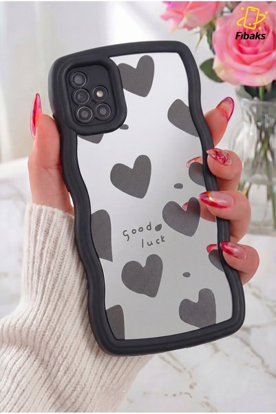 Galaxy A51 Case Mirror Heart Pattern Soft Edge Camera Protected Silicone Cover