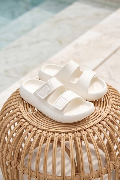 Ds Monapi.Mercan White Orthopedic Eva Unisex Velcro Slipper Sandals