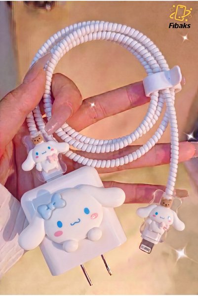 iPhone 18W/20W/25W Cinnamoroll Charger Protector Charging Cable Protective with Knitted Apparatus Shaping / Sculpting