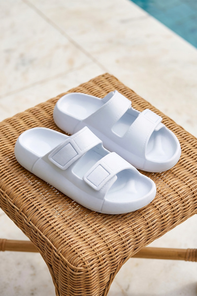 Ds Monapi.Mercan Baby Blue Orthopedic Eva Women's Velcro Slipper Sandals