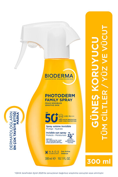 Photoderm Spray SPF50+ транспарентен спреј за сончање за лице и тело за целото семејство 300 ML