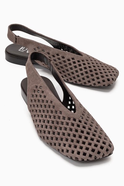 Delizia Mink Suede Genuine Leather Closed Front Laser Cut Women's Sandals
