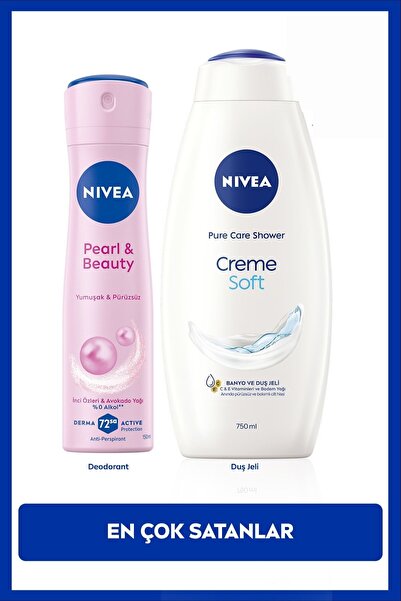 Женски спреј дезодоранс Pearl&Beauty 150ml и Creme Soft гел за туширање 750ml, сет за нега