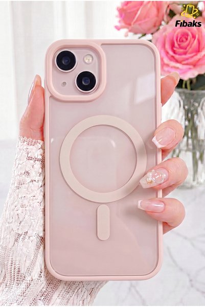 iPhone 13/14/15 Case with Magsafe Wireless Charging Feature, Full Protection, Colorful Hard Silicone Cover, Pink