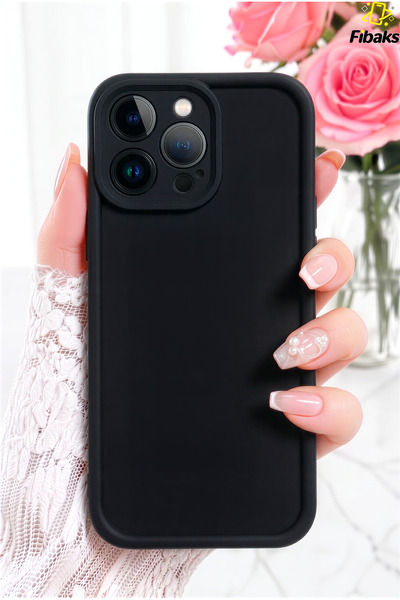 iPhone 16 Pro Max Case with Camera Protection, Soft Textured, Shock-Absorbing Black Silicone Cover Black
