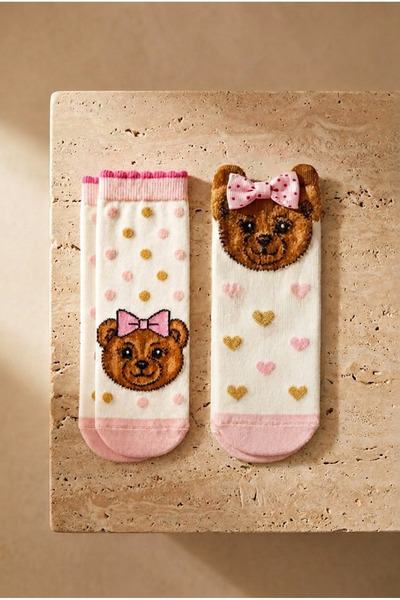 Baby Girl Ocean Odyssey Bear 2-Piece Socket Socks Rose Pink