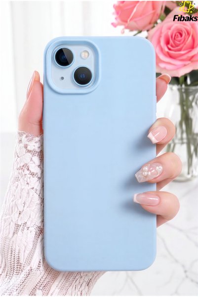(Renewed) iPhone 13/14/15 Case Non-Fading Special Protection Layer Velvet Launch Wipeable Colorful Soft Silicone Light Blue Cover Phone Case