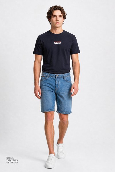 Texas Cotton Regular Fit Regular Cut Pocketed Stretchy Jean Denim Shorts